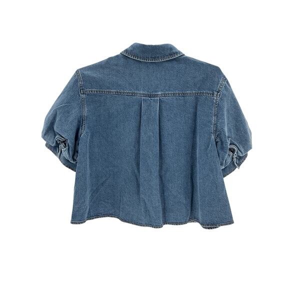 Frame 'The Billow' Blue Lyocell Short Sleeve Shirt Size XS - Picture 3 of 4